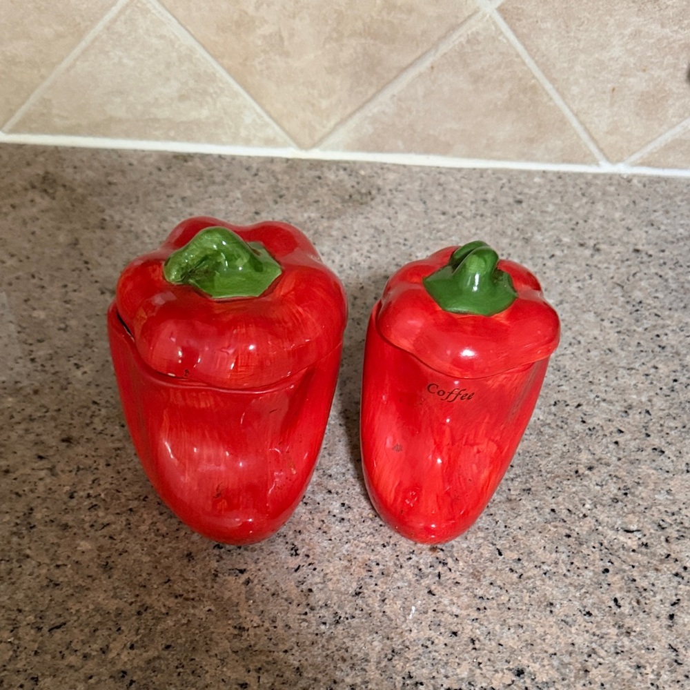 Red Pepper Shaped Ceramic Containers